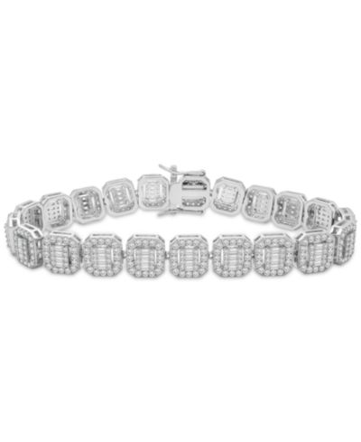 Мужской Cubic Zirconia Cushion Bracelet in Sterling Silver
