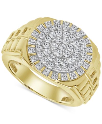 Мужское кольцо с бриллиантами Diamond Sunburst Link в 10k Gold