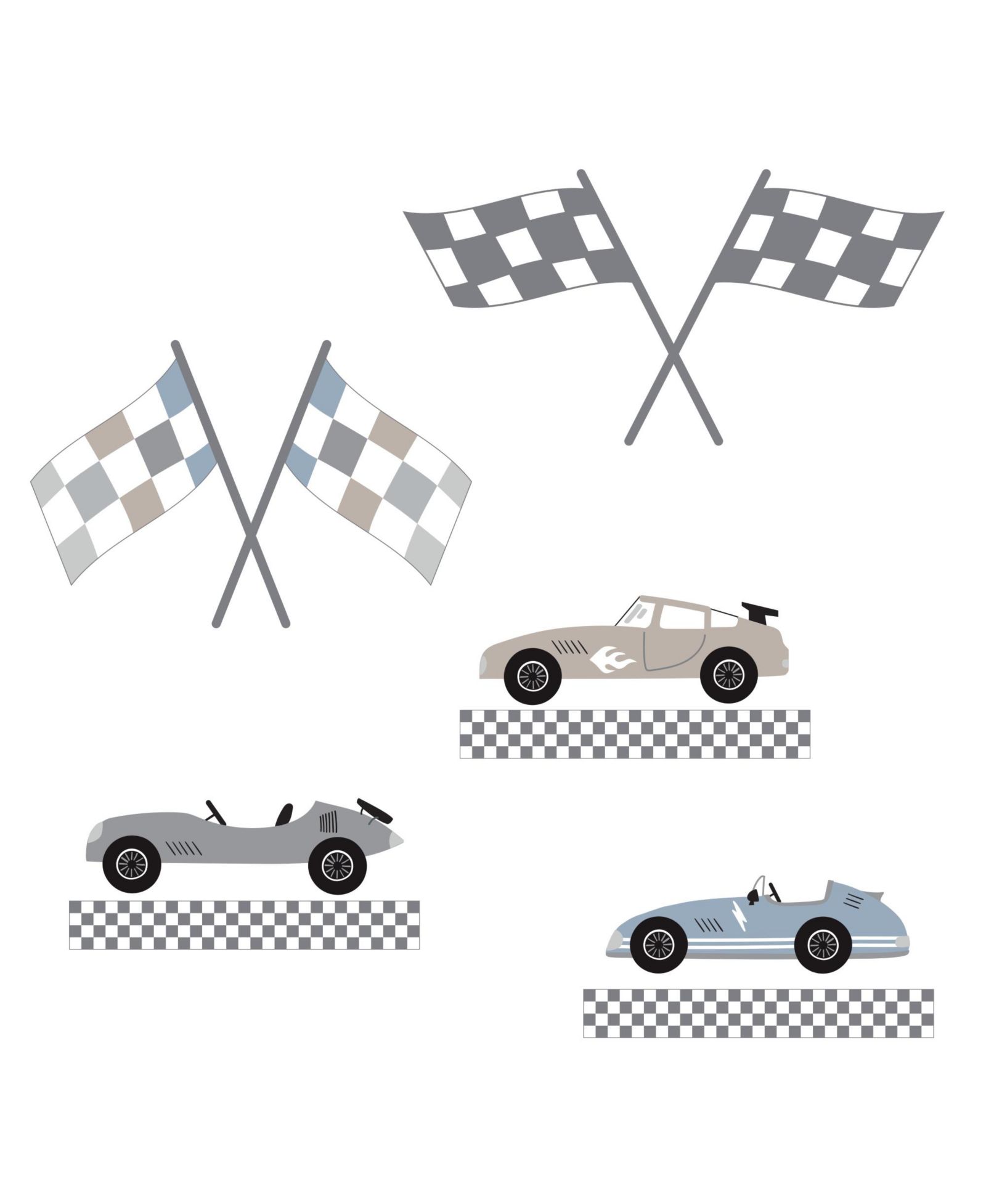 Наклейки на стену Lambs & Ivy Little Racer Car/Transportation Blue/Taupe, 12” X 18”