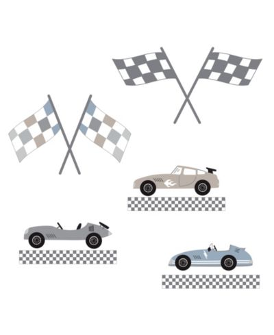 Наклейки на стену Lambs & Ivy Little Racer Car/Transportation Blue/Taupe, 12” X 18”