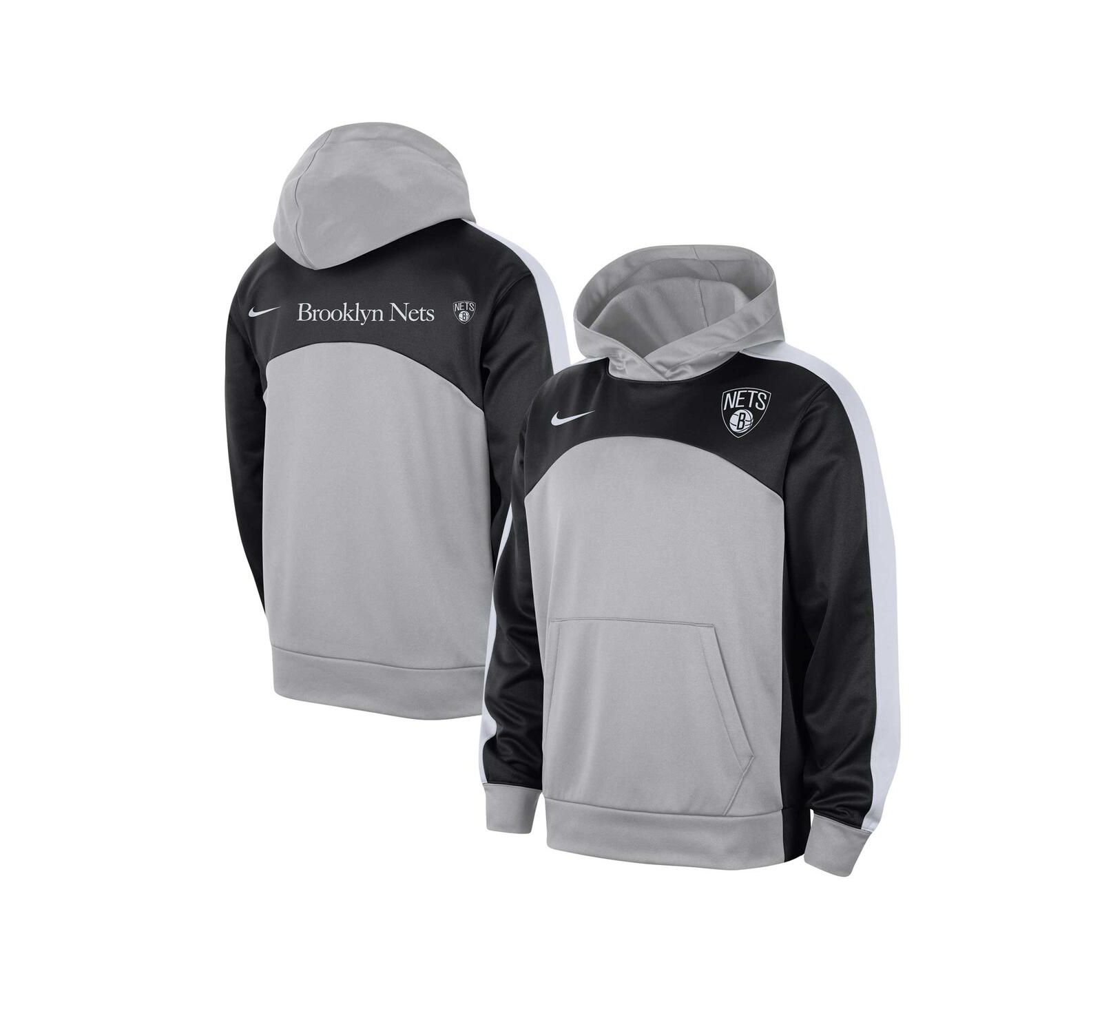 Nike Мужское худи Brooklyn Nets Authentic Starting Five Force Performance, серебристый/черный