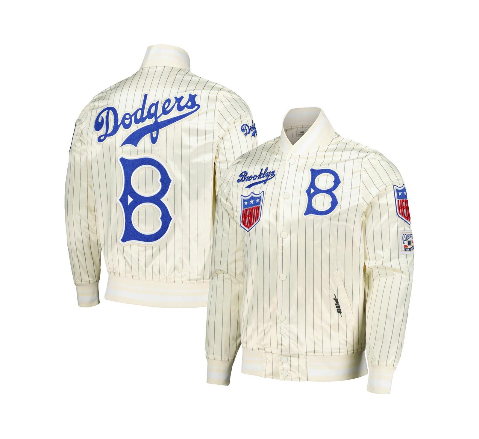 Pro Standard Men's Cream Brooklyn Dodgers Cooperstown Collection Pinstripe Retro Classic Satin Full-Snap Jacket