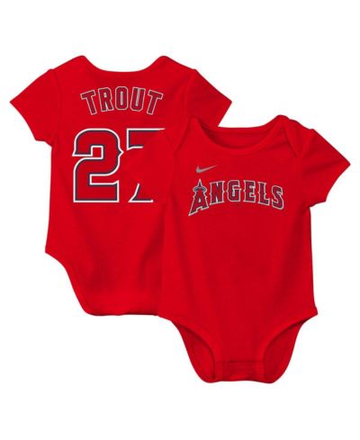 Nike Baby Boys and Girls Mike Trout Red Los Angeles Angels Fuse Name & Number Bodysuit
