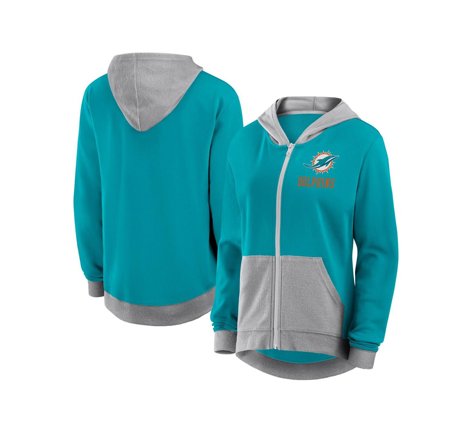 Женское худи Fanatics Miami Dolphins Hit It Full-Zip, бирюзовое