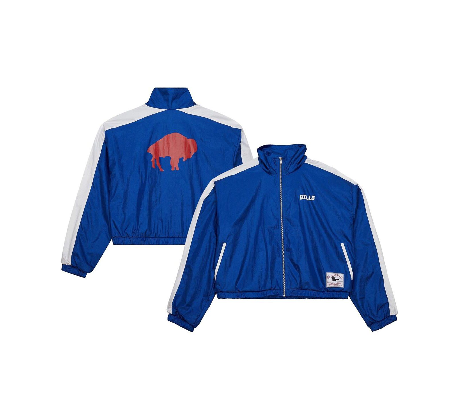Mitchell & Ness Women's Royal Buffalo Bills Nylon Cropped Full-Zip Jacket