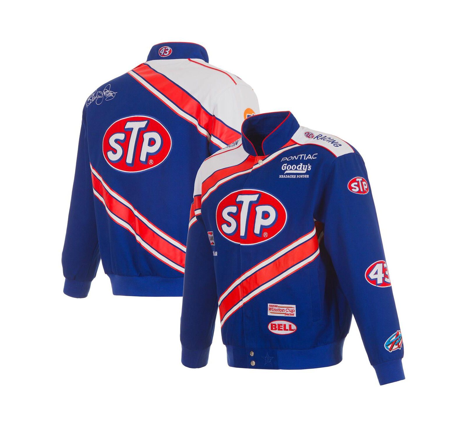 JH Design Men's Blue/White Richard Petty STP Full-Snap Twill Uniform Jacket