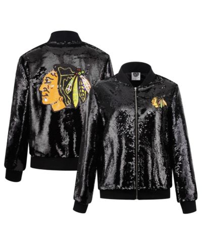 Женская куртка Cuce Chicago Blackhawks с пайетками, черная