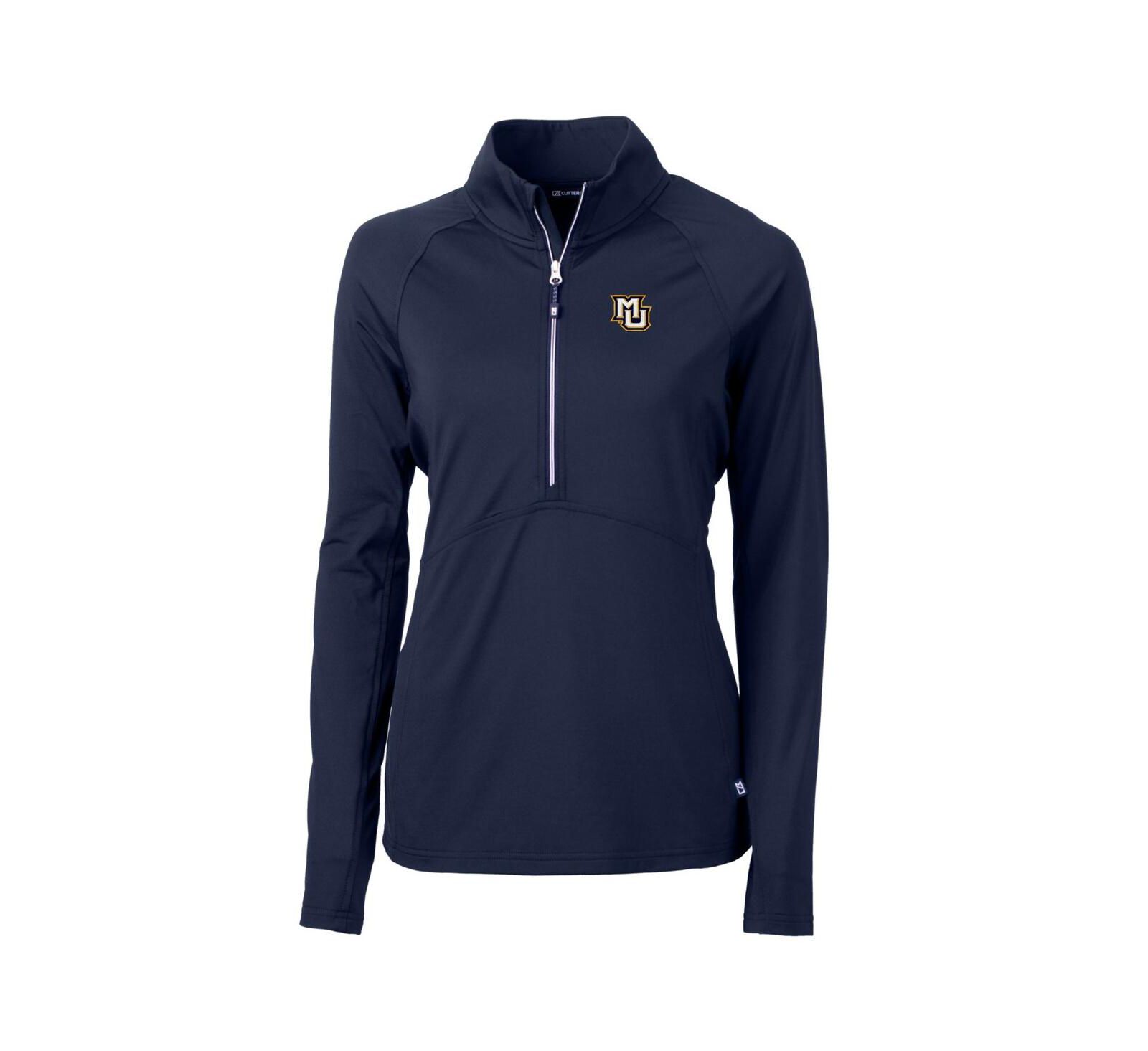 Cutter & Buck Women's Navy Marquette Golden Eagles Adapt Eco Knit Half-Zip Pullover Jacket