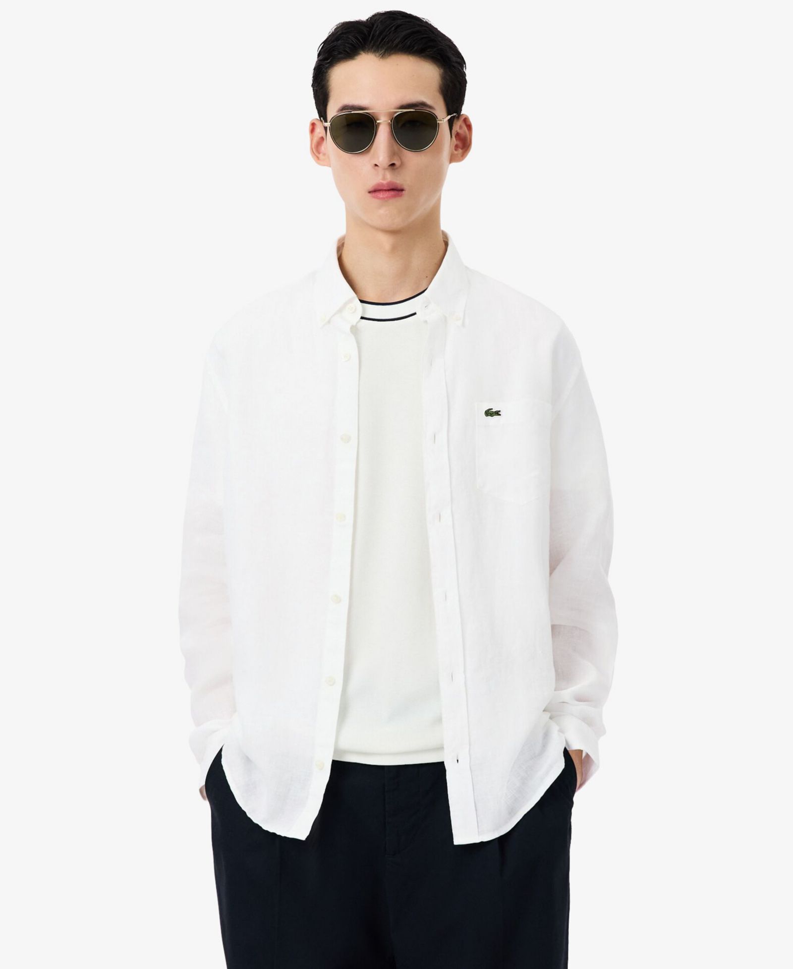 Lacoste Men's Regular-Fit Long-Sleeve Linen Shirt