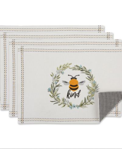 Design Imports Bee Kind двусторонние декоративные салфетки, набор из 4 шт.