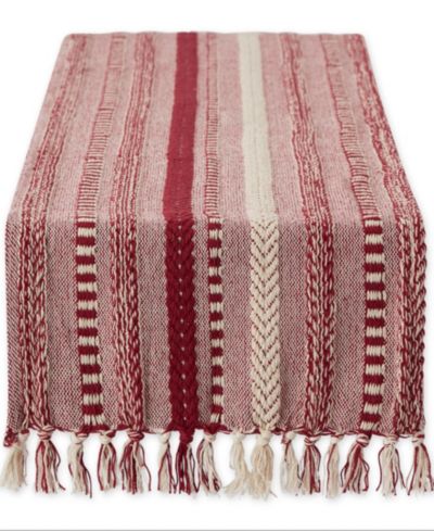 Скатерть Design Imports с жаккардовым узором в полоску и бахромой, 15" x 108"
