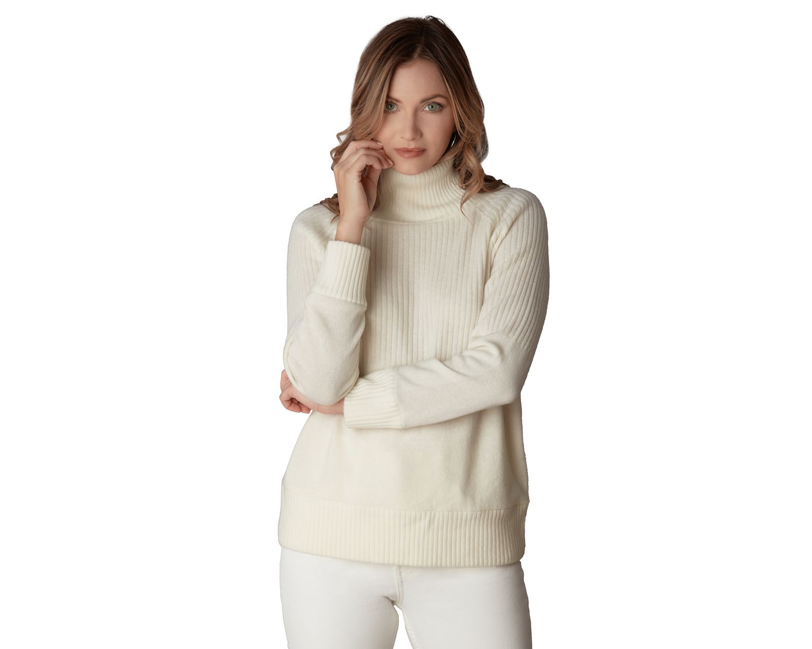 LuxLined Women's Itch-Free Merino Wool Mock Neck Sweater with Lining