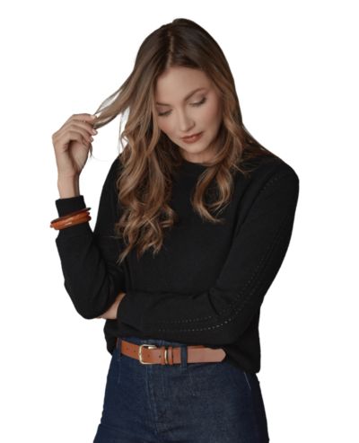 LuxLined Women's Itch-Free Cashmere Crewneck Sweater with Soft Liner
