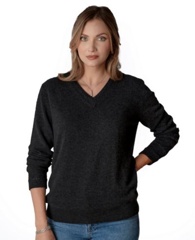 LuxLined Women's Itch-Free Cashmere V-Neck Sweater with Soft Liner