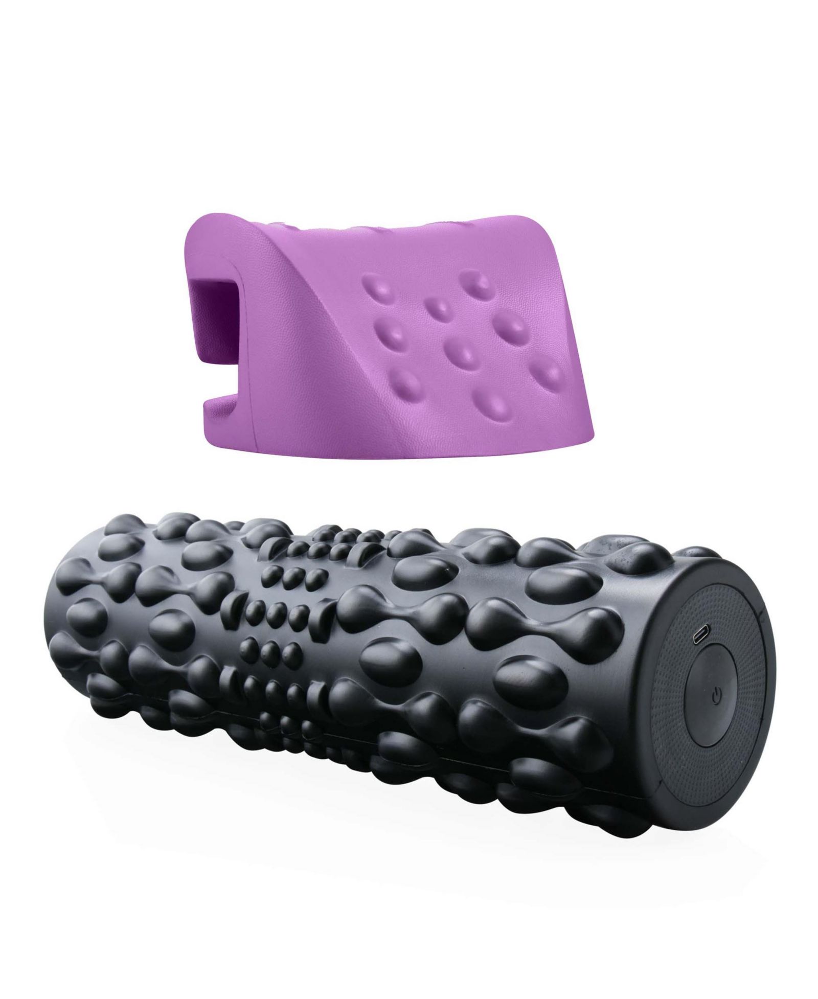 PURSONIC Muscle Relief Bundle: Vibrating Foam Roller & Neck and Shoulder Stretcher