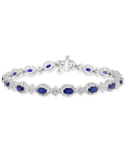 EFFY Collection Diamond (1/2 ct. t.w.) & Blue Sapphire (4-1/4 ct. t.w.) Bracelet in Sterling Silver