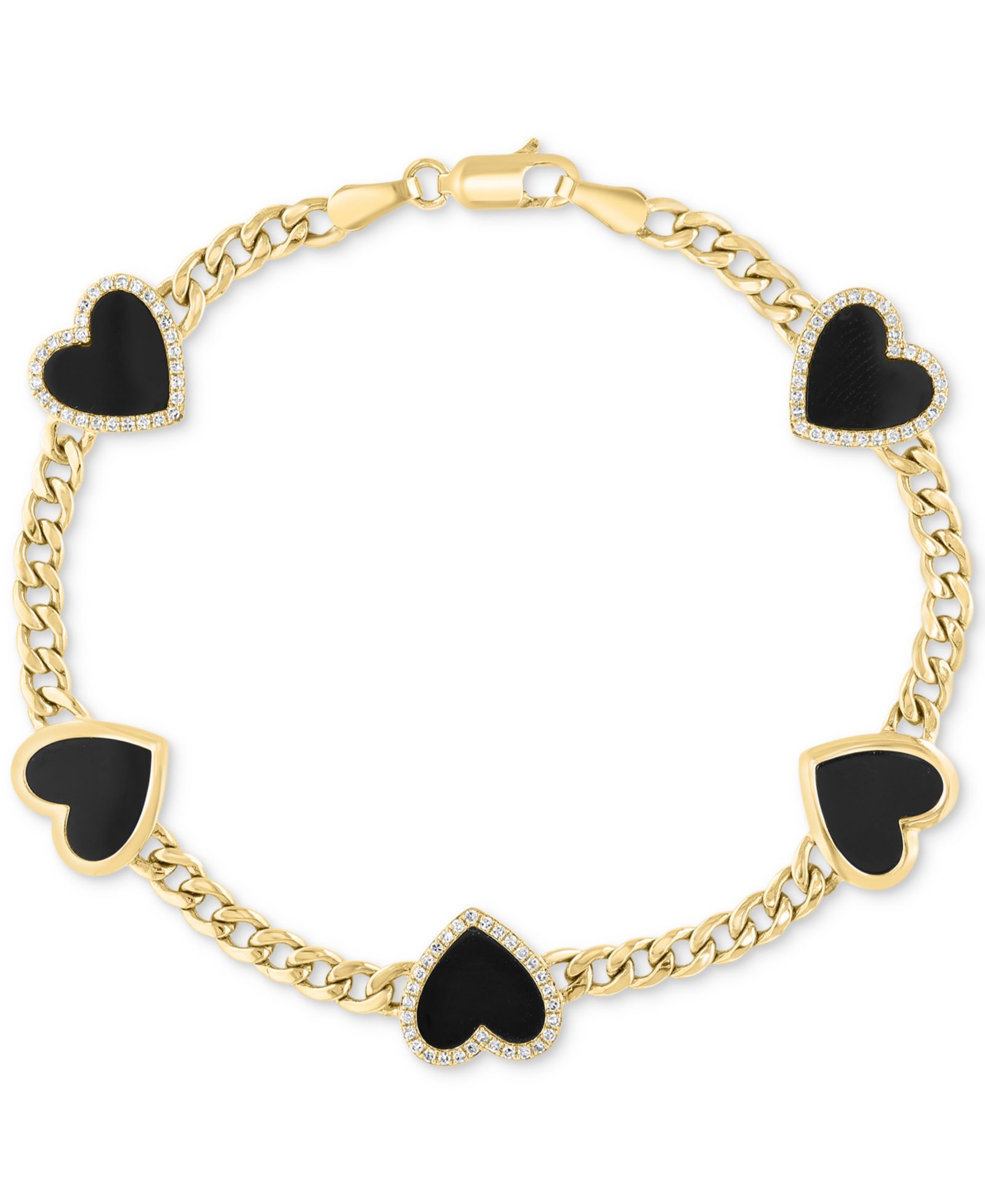 EFFY® Браслет Flex с ониксом и бриллиантами, золото 14k поверх серебра