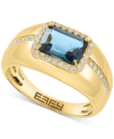 EFFY® Кольцо с синим топазом London Blue и бриллиантами 14k Gold over Silver