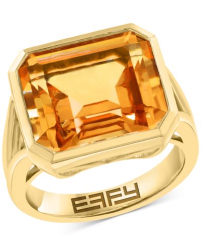 EFFY® Кольцо Citrine Statement (11 ct. t.w.) из золота 14k поверх серебра