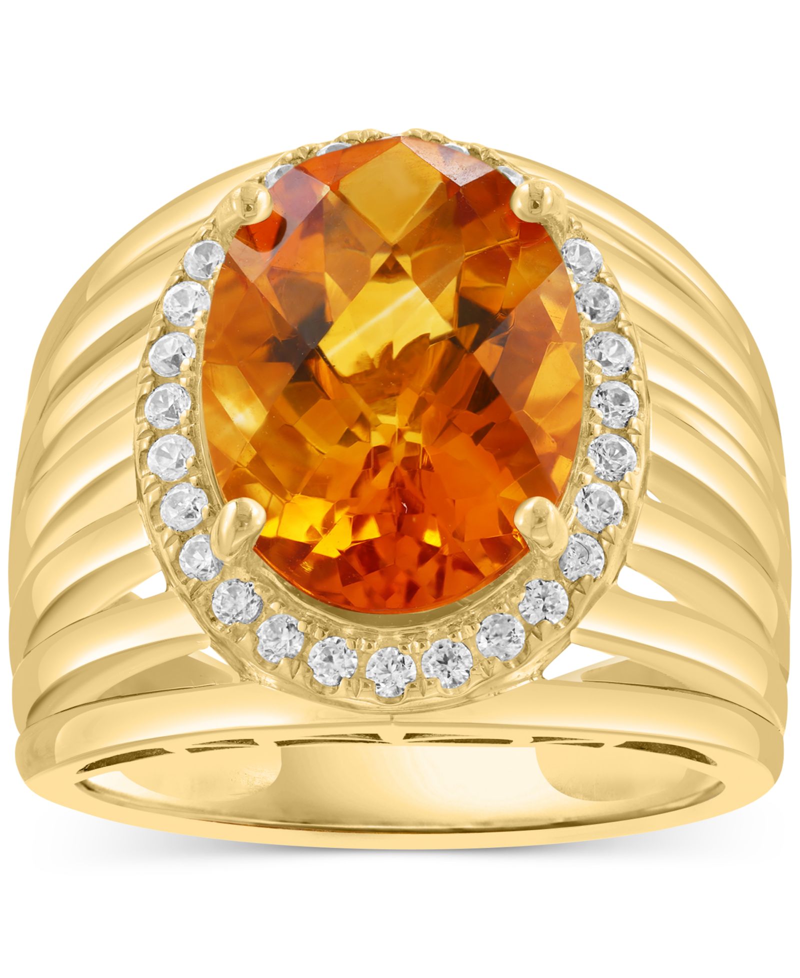 EFFY® Citrine (4-7/8 ct. t.w.) & Zircon (1/3 ct. t.w.) Кольцо Statement в 14k Gold over Silver