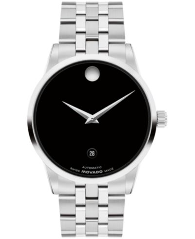 Мужские автоматические швейцарские часы Movado Museum Classic, стальной цвет, 40mm