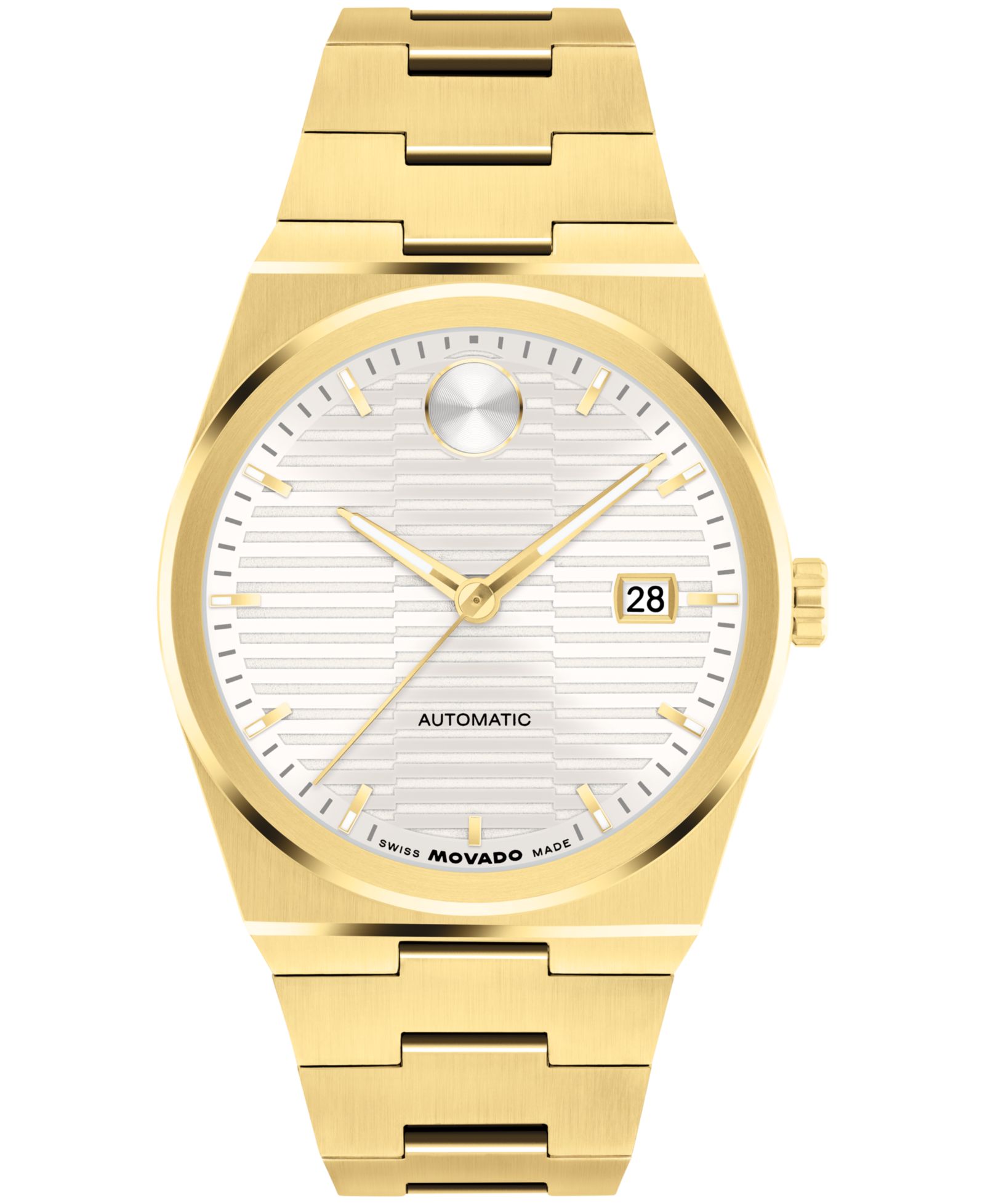 Мужские часы Movado Bold Quest Swiss Automatic Ionic Plated Light Gold Steel Watch, 39mm