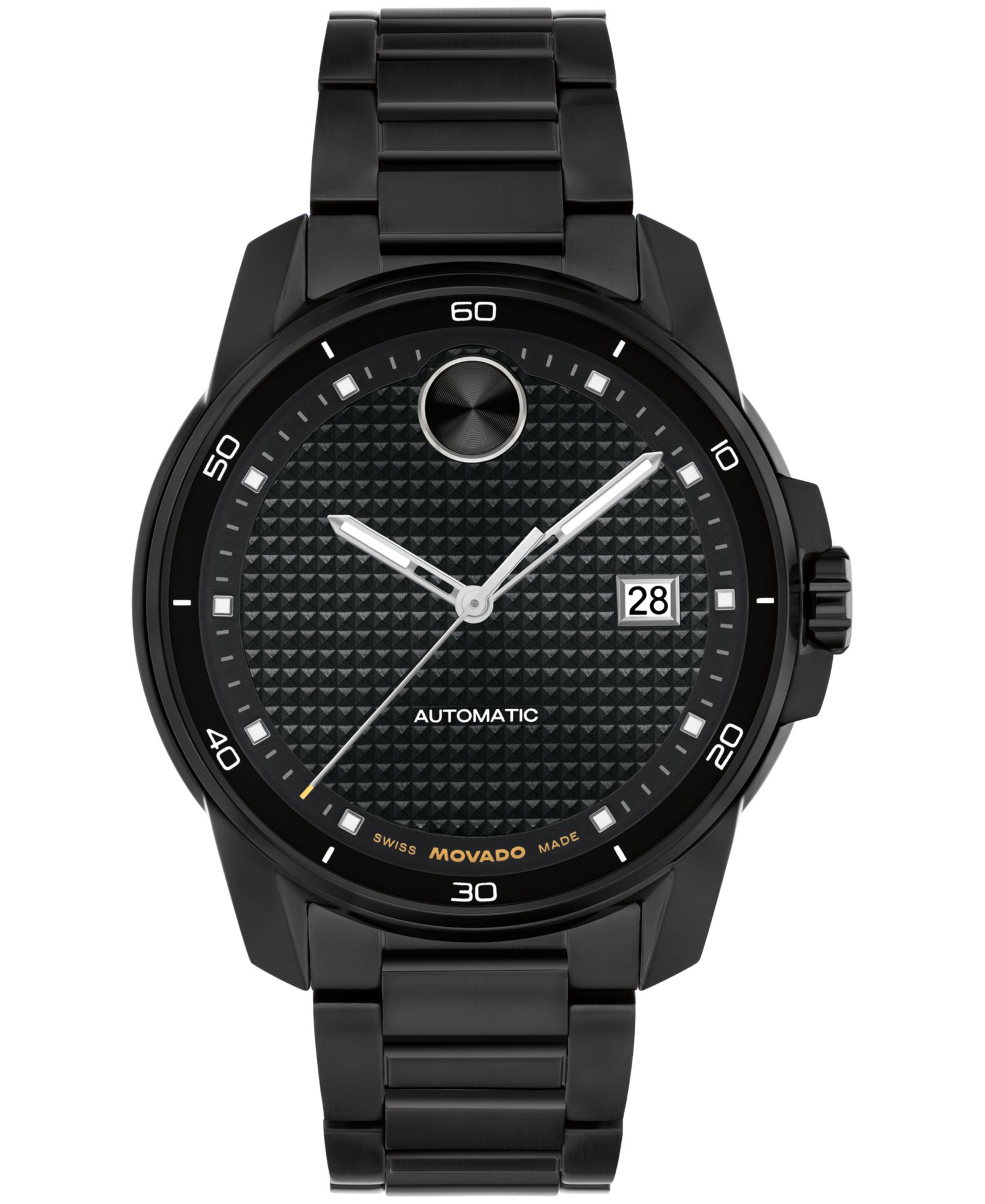 Мужские часы Movado Men's Bold Verso Swiss Automatic Ionic Plated Black Steel, 41mm