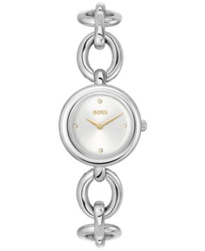 Женские часы Hugo Boss Live Quartz Slim Silver-Tone Stainless-Steel 28mm