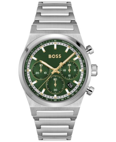 Мужские кварцевые хронограф-часы Hugo Boss Candor из нержавеющей стали с серебристым покрытием, 41mm
