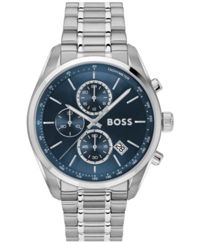 Мужские кварцевые хронографы Hugo Boss Grand Prix 44, серебристая нержавеющая сталь, 44.50mm