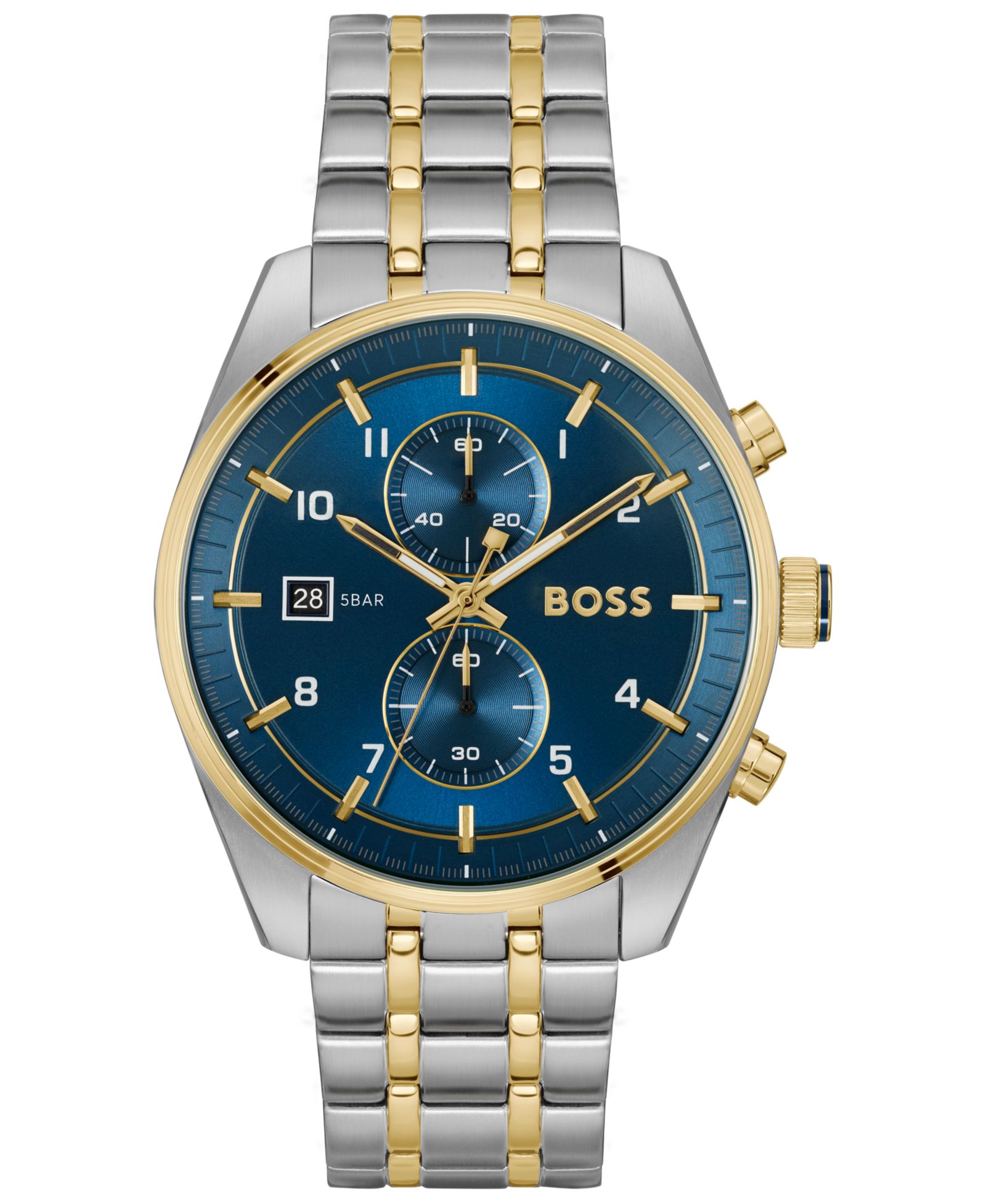 Мужские часы Hugo Boss Skytraveller Quartz Chronograph с двухцветным стальным корпусом, 44mm