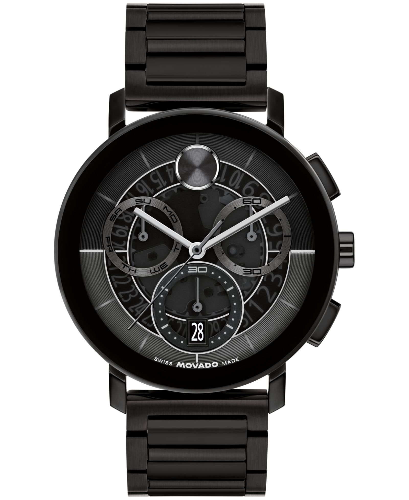 Movado Men's Bold Evolution 2.0 Swiss Quartz Chrono Ionic Plated Black Steel Watch, 42mm