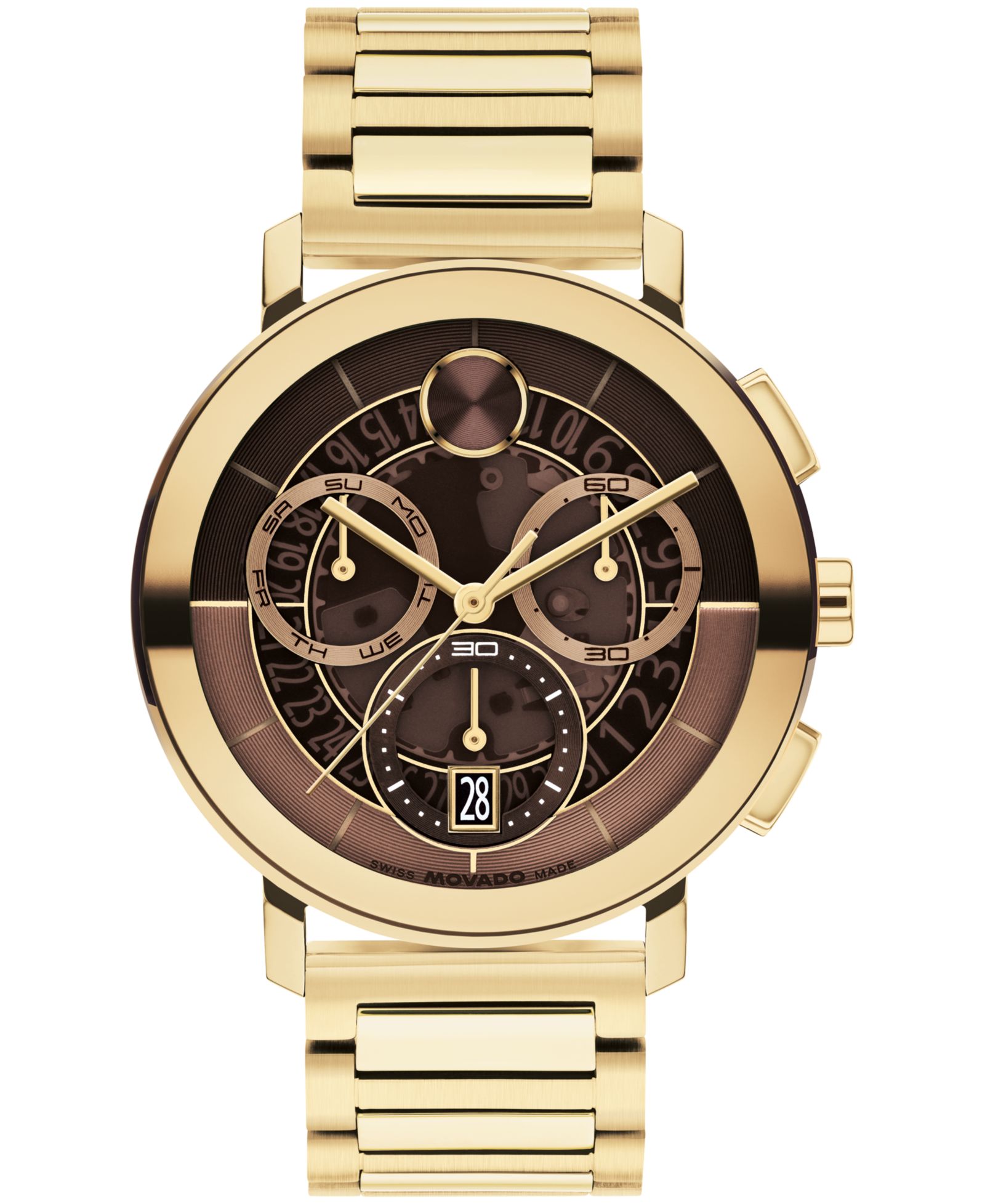 Movado Men's Bold Evolution 2.0 Swiss Quartz Chrono Ionic Plated Light Gold Steel Watch, 42mm