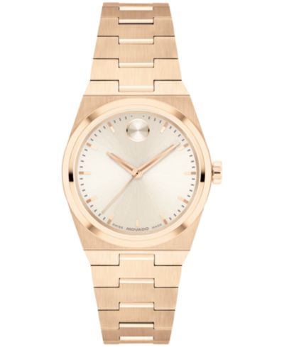 Movado Женские часы Bold Quest Mini, розовое золото, сталь, 28mm
