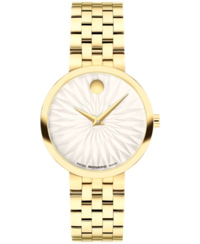 Женские часы Movado Museum Classic Swiss Quartz Yellow PVD 29.5mm