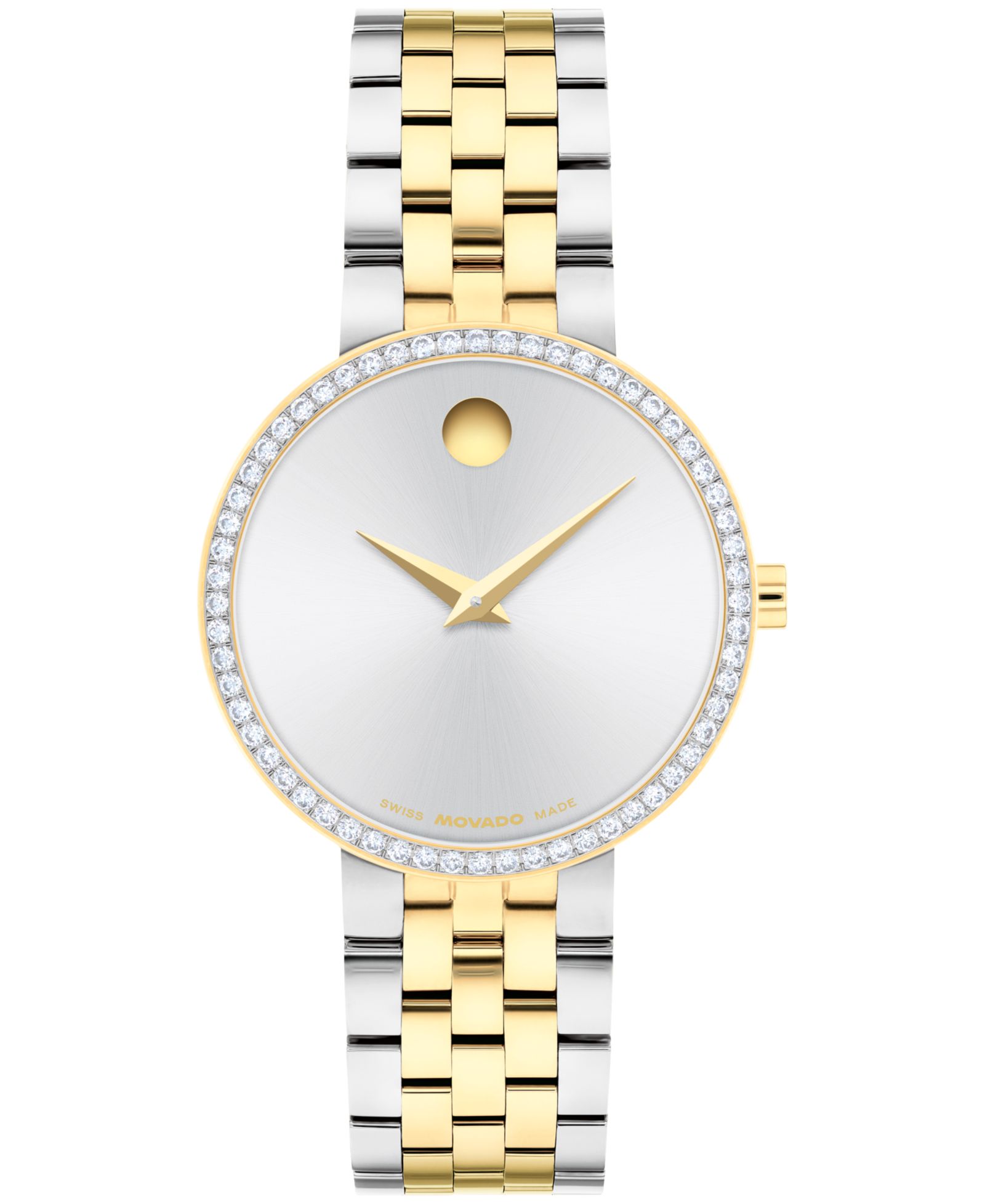 Movado Women's Museum Classic Lab Grown Diamond Swiss Quartz Stainless-Steel Light Yellow PVD Watch, 29.5mm