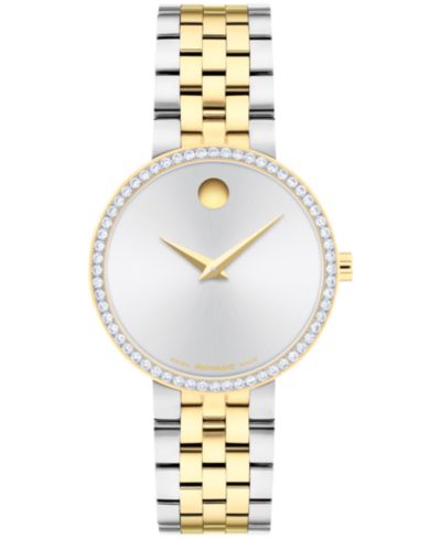Movado Женские швейцарские кварцевые часы Museum Classic Lab Grown Diamond 29.5mm