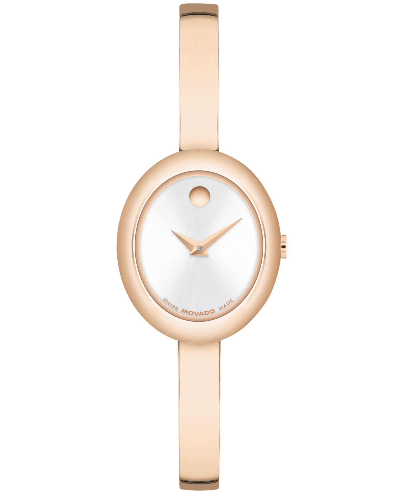 Movado Women's Museum Oval Bangle Swiss Quartz Rose PVD Watch, 22 x 26mm
