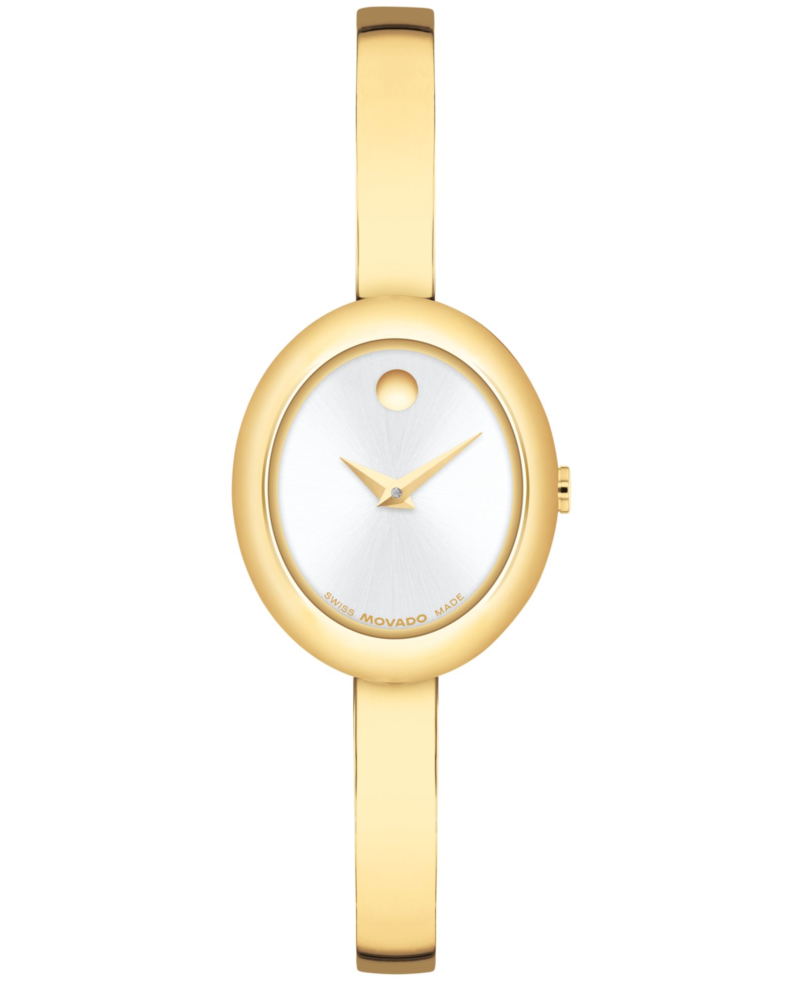 Movado Women's Museum Oval Bangle Swiss Quartz Yellow PVD Watch, 22 x 26mm