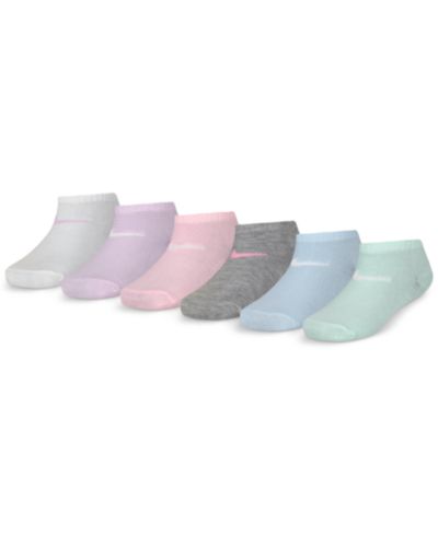 Nike Girls' 4-7 Metallic Swoosh Low Socks, 6-Pack