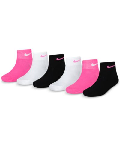 Nike Girls' 4-7 Metallic Swoosh Quarter Socks, 6-Pack