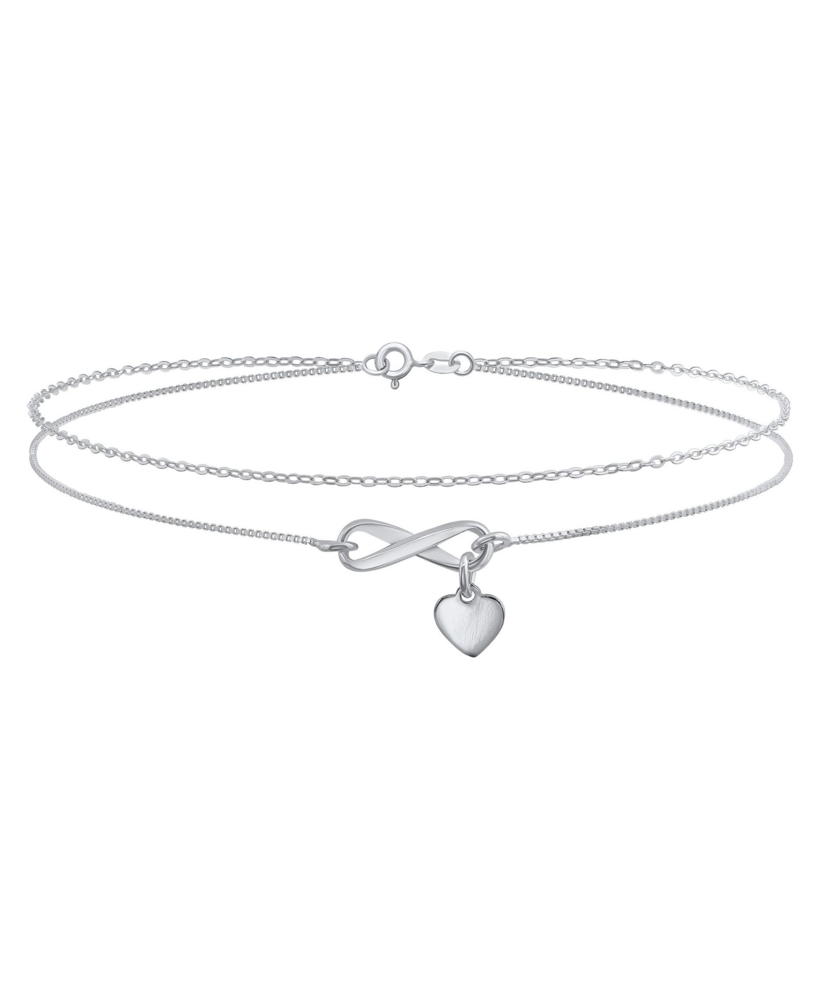 Браслет-анклет Bling Jewelry Infinity Love Knot and Heart,.925 Sterling Silver