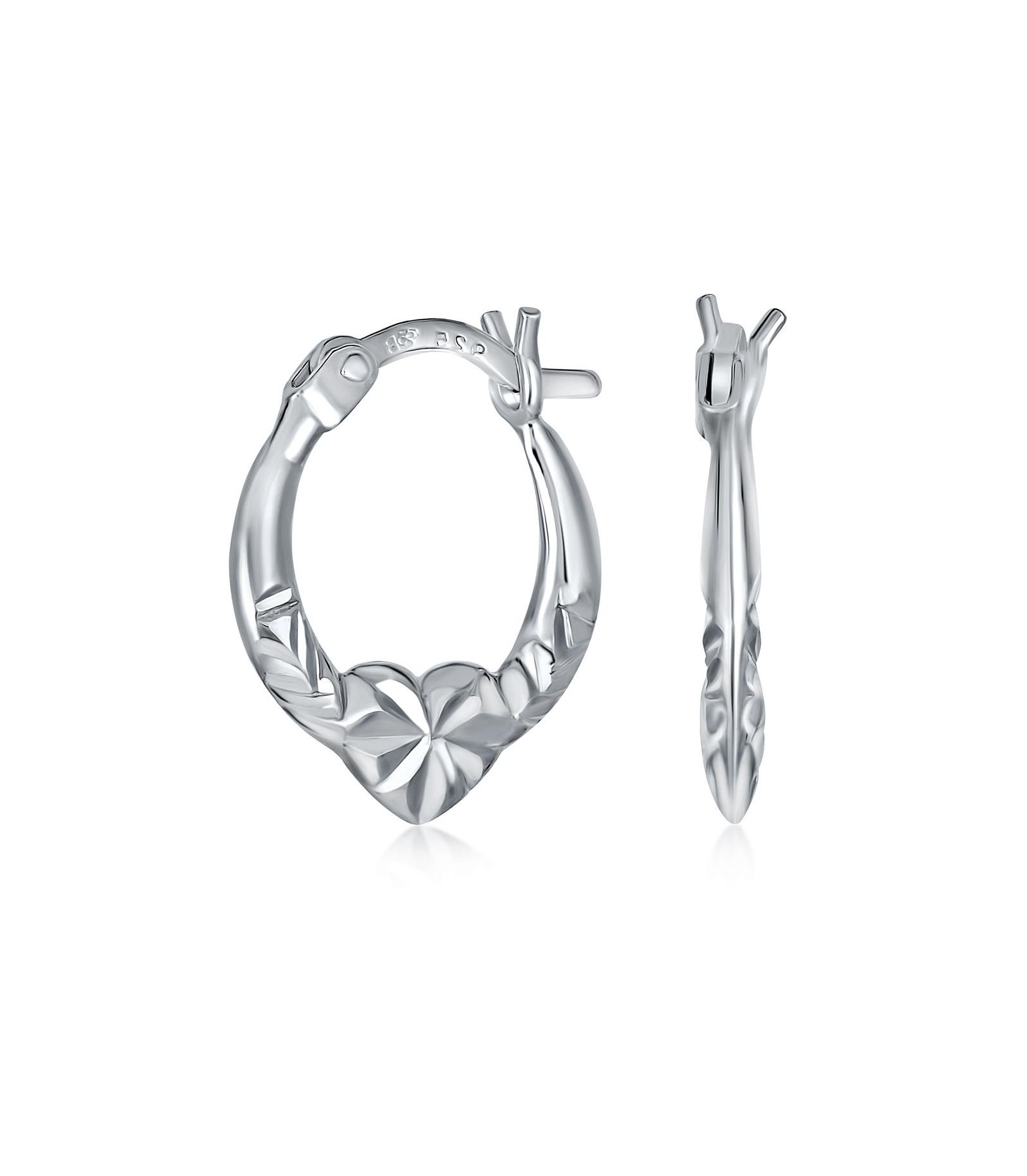 Bling Jewelry Серьги-кольца с бриллиантовым огранением, Sterling Silver, 0.50 Inch