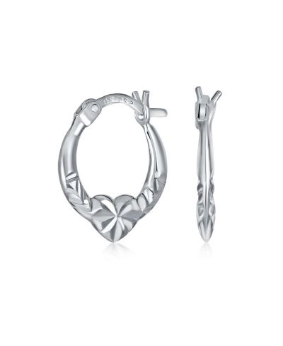 Bling Jewelry Серьги-кольца с бриллиантовым огранением, Sterling Silver, 0.50 Inch