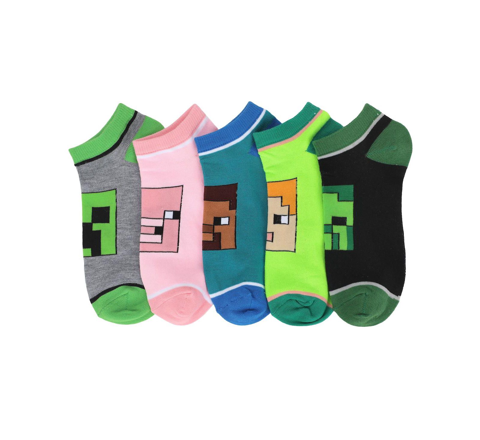 Minecraft Women's Character Heads 5-Pair Ankle Socks