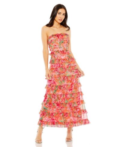 Mac Duggal Women's Strapless Micro Ruffle Dress