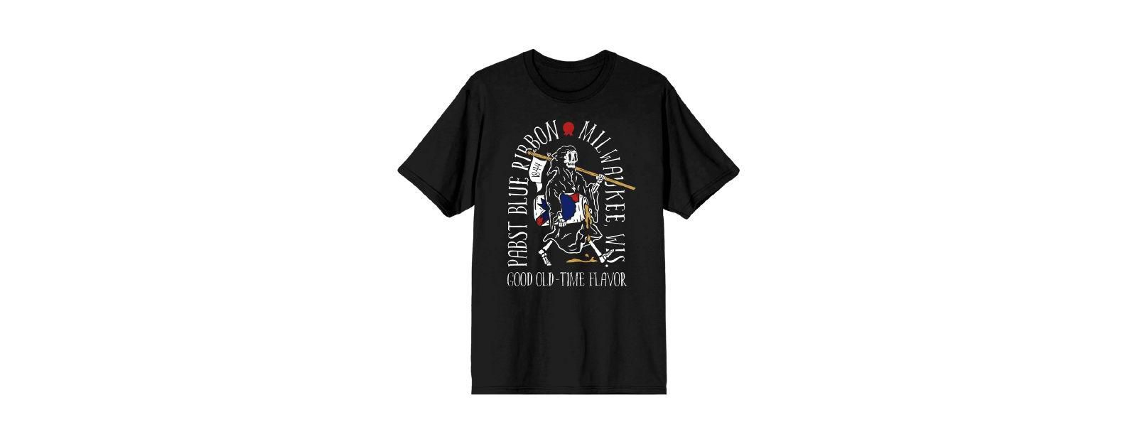 Pabst Blue Ribbon Men's Grim Reaper Good Old-Time Flavor Black T-shirt-Small