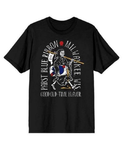 Pabst Blue Ribbon Men's Grim Reaper Good Old-Time Flavor Black T-shirt-Small