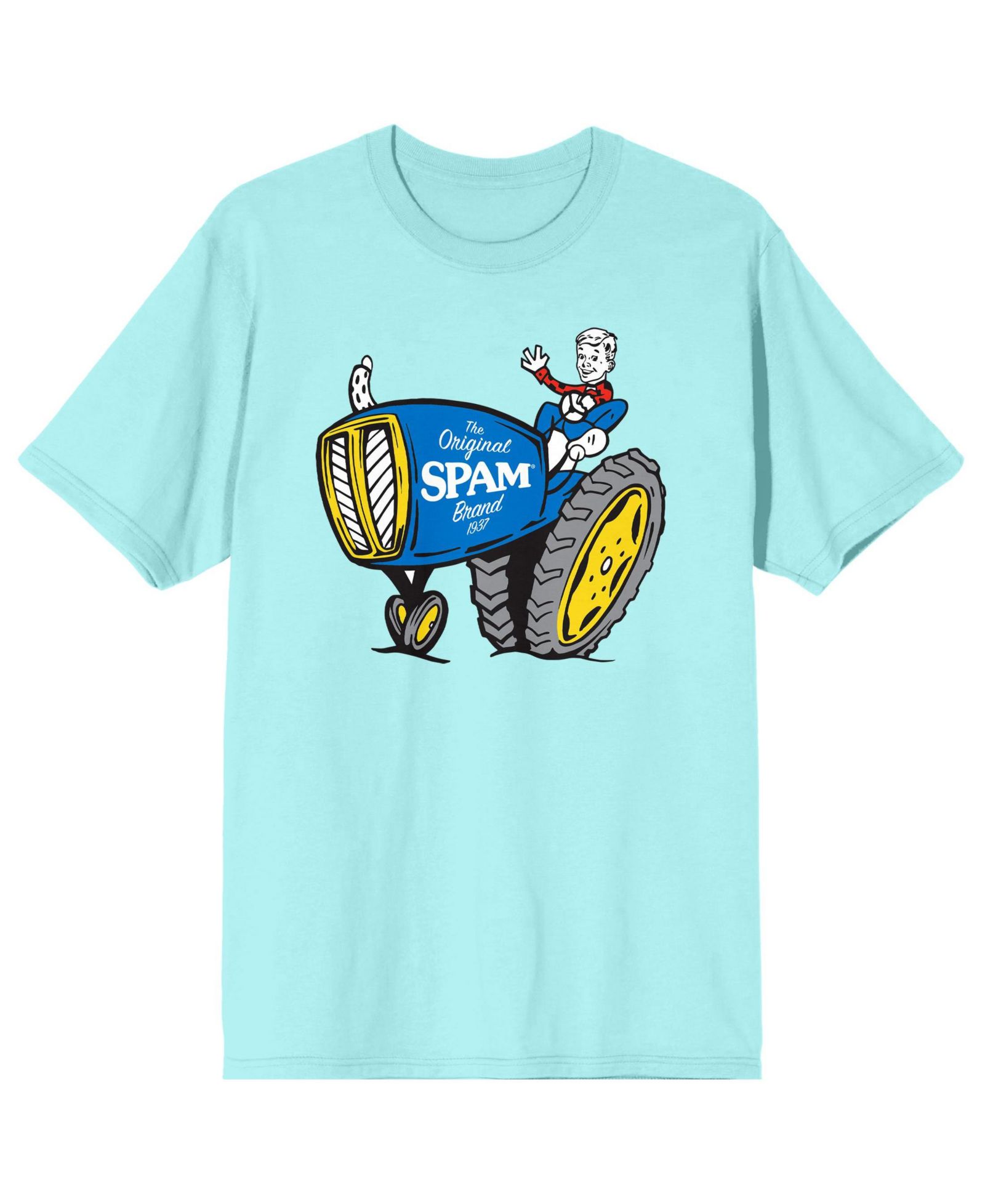 Spam Men's The Original 1937 Boy and Tractor Celadon T-Shirt-Large