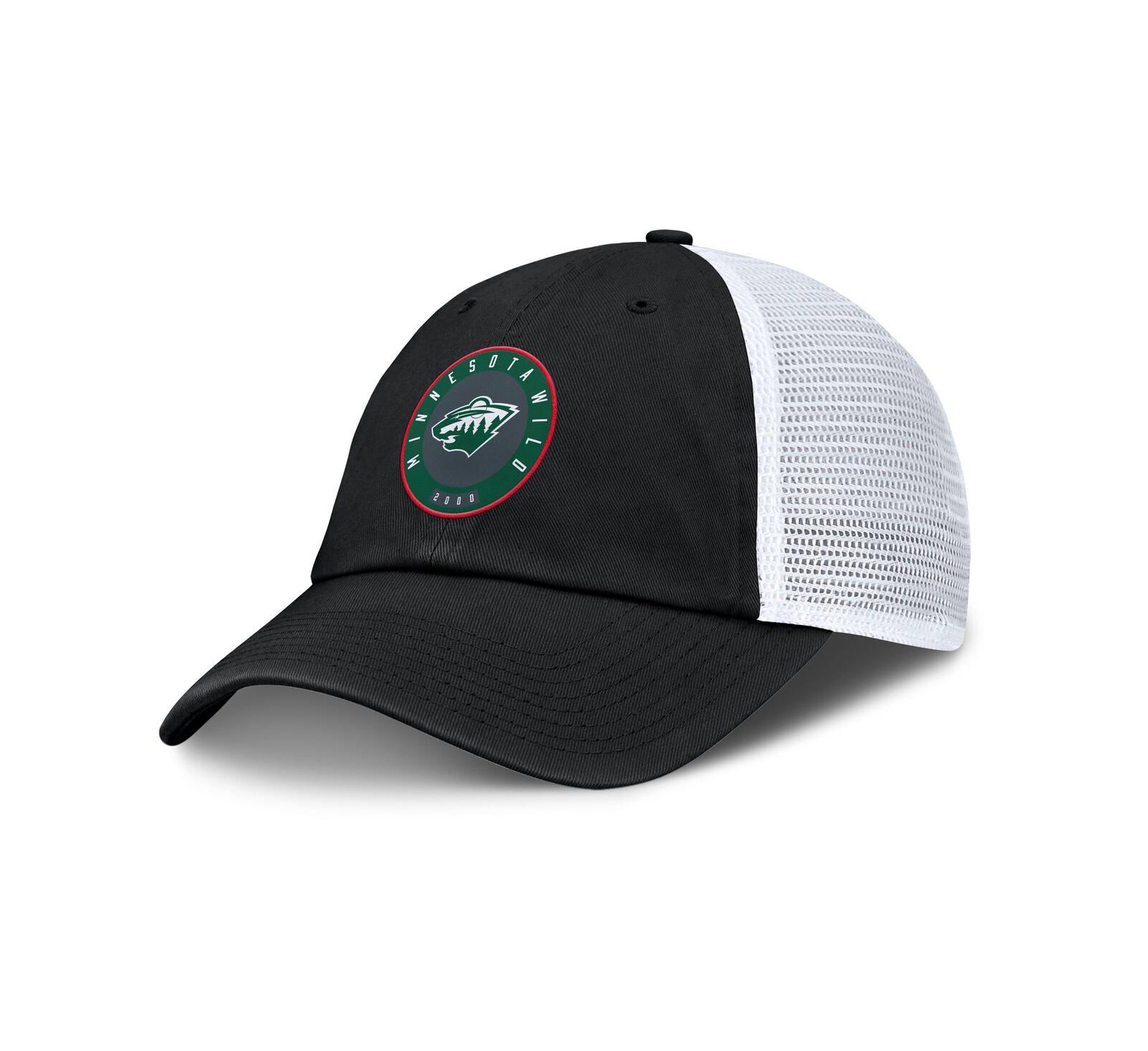 Мужская кепка Fanatics Minnesota Wild Averie Trucker регулируемая черного/белого цвета